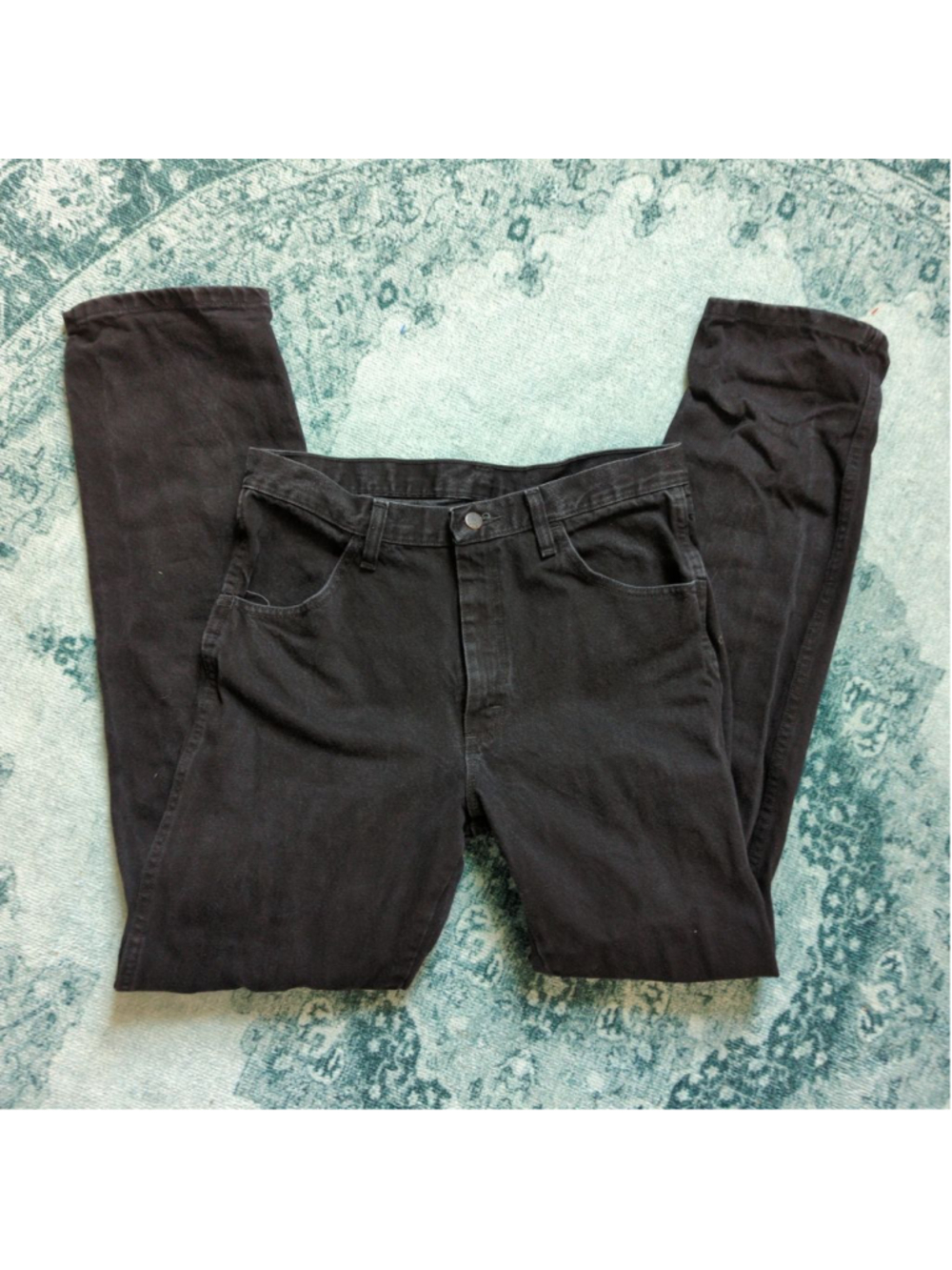 Vintage Men's Rustler Straight Leg 100% Denim Jeans Black 32/34 Western 90s